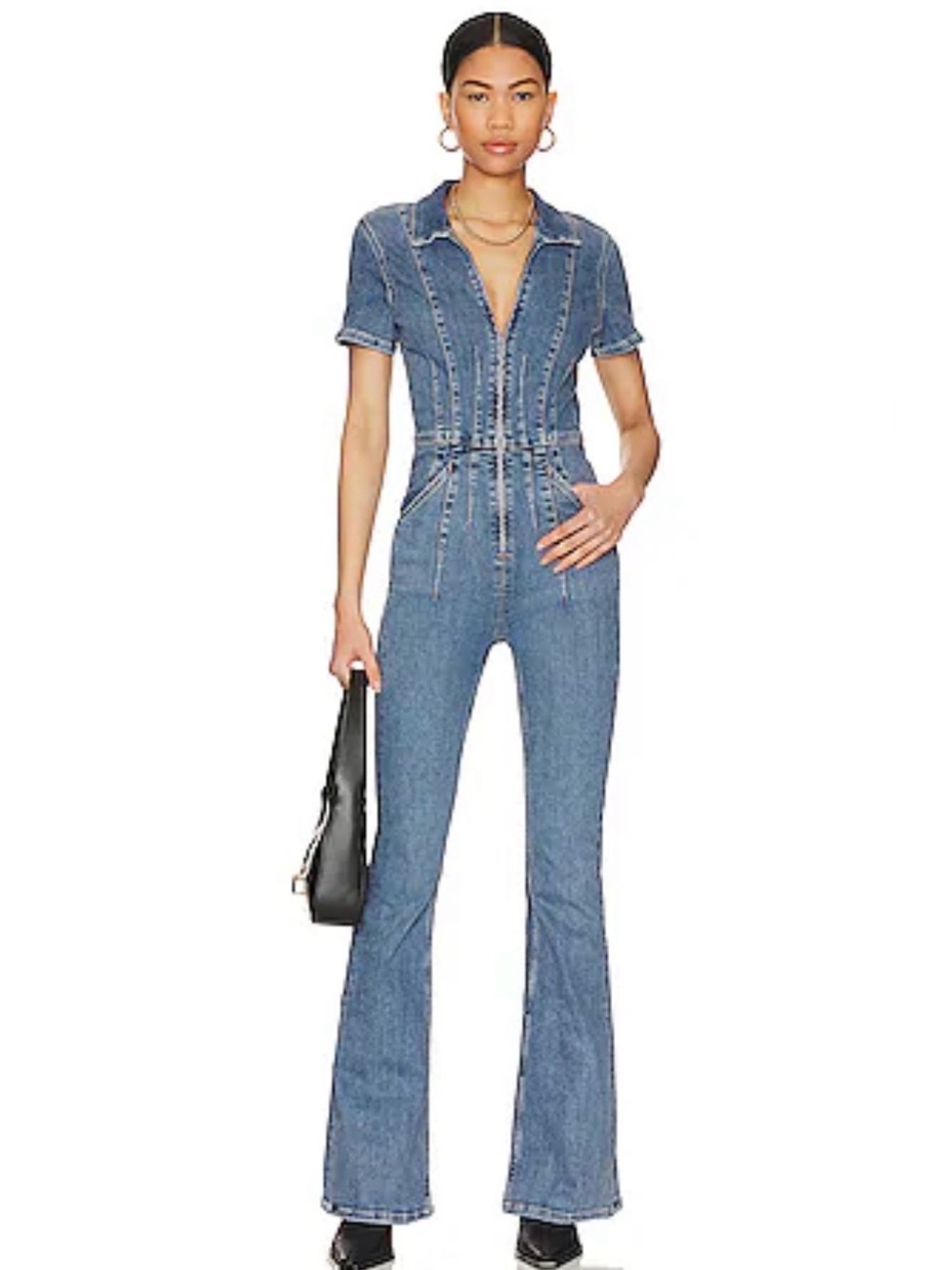 We The Free Blue Denim Zip-Front Women's Jumpsuit